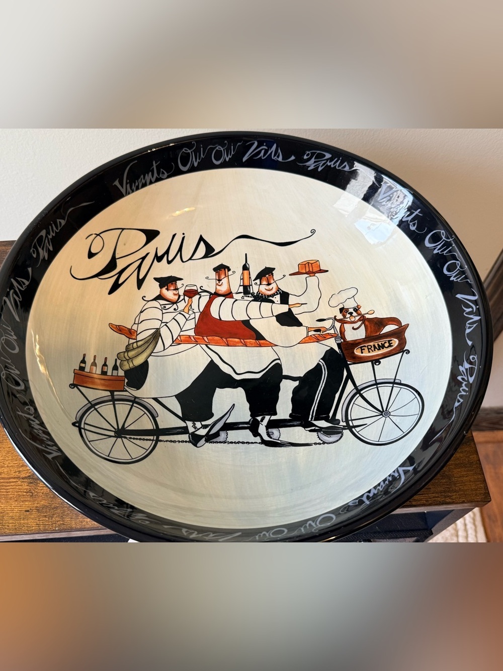 Certified International White Ceramic Plate with Black Logo